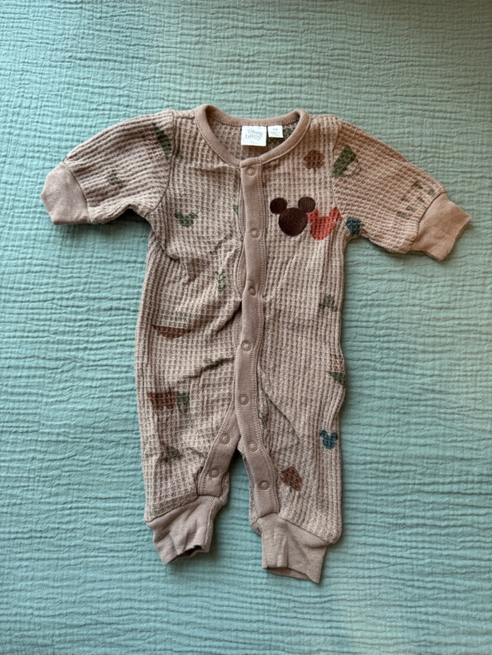 Disney Light Brown Waffle-Knit Mickey One-Piece
